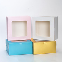 Boîte d'emballage alimentaire jetable en carton blanc avec fenêtre transparente en PET gaufrée pour gâteaux de lune, thé, biscuits, bonbons, pâtisseries et gâteaux