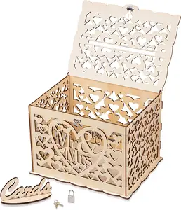 Nicro Party centrotavola decorazione matrimonio ospite voto scatola di carte vendita calda taglio Laser rustico forniture artigianali in legno decori