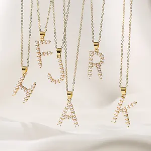 26 Letters Pearl Pendant Necklace Female Personality Hip-Hop Necklace