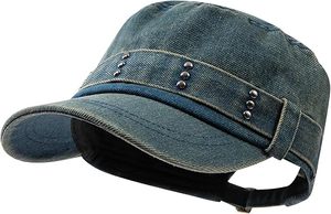 Casquette de baseball plate en denim et coton à visière courte personnalisée HKZB, rivets, unisexe, respirante, confortable, décontractée, formelle, sportive - Product Image 2