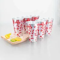 Ensemble de tasses en aluminium de 470 ml à motif de fleurs de cerisier, changeant de couleur, légères, pour café et boissons froides, boîte cadeau pour la maison et le bureau