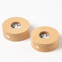 Support d'affichage en bois rond de 8cm et 10cm avec lumières de couleur tactile LED Matériau ABS pour boules de résine de verre cristal Alimenté par batterie