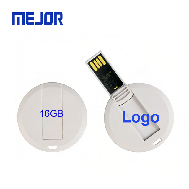 Pocket Card USB FlashDrive Round Shape Business Card Mini Pen Drive 4G Custom Logo Memory Cards
