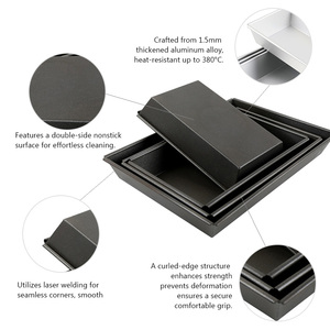 Plat à pizza carré en aluminium antiadhésif double face de 1,5 mm, 9 pouces, 250x250 mm, <span class=keywords><strong>plaque</strong></span> à pizza - Product Image 2