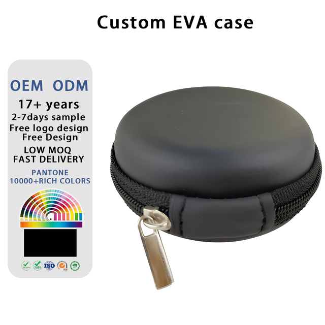 Round Shaped Hard Earphone Headset Eva case Original Factory Eva Earphone case Custom Mini Eva case