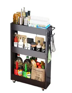 Slim Storage Cart 3-4 Tier Bathroom Kitchen Organization Slide Out Cart Narrow Utility Cart Wine Bottle Organizer rack