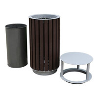 Poubelle de jardin extérieure en plastique recyclé imitation bois avec cendrier