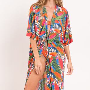 Custom Matching Tropical Button Down Dress Swimsuit Pareo <b>Wrap</b> Skirt <b>Beach</b> Bikini Cover up Swimsuit Cover Ups - Product Image 2