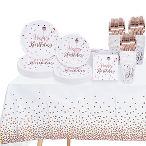 DAMAI - Vajilla Desechable Rosa y Dorada para Fiestas, Platos, Servilletas y Vasos de Papel Rosa, Tenedores, Cuchillos y Cucharas de Plástico Rosa para Fiestas de Cumpleaños - Product Image 6