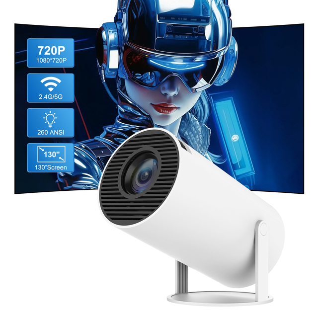 For HY300 Pro Mini Projector LED 150 ANSI WIFI6 BT5.0 Home Theater Smart Android 11 Portable