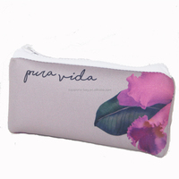 Épais fermeture éclair néoprène crayon stylo mallette de rangement fleur impression haute capacité sac de papeterie pour les étudiants