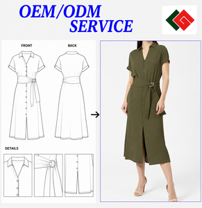 Women's Knee-Length V-Neck Sleeveless A-Line Streetwear <b>Dresses</b> 100% Cotton Breathable Washable Customizable Logo Vietnam - Product Image 3