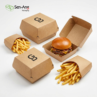 Caja para Hamburguesas con Logotipo Personalizado al por Mayor, Embalaje Ecológico Biodegradable de Cartón para Restaurantes, OEM a Granel