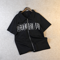 T-shirts de mode Y2K, style unique, vente en gros, impression sérigraphique de haute qualité, t-shirt en coton à col zippé pour hommes