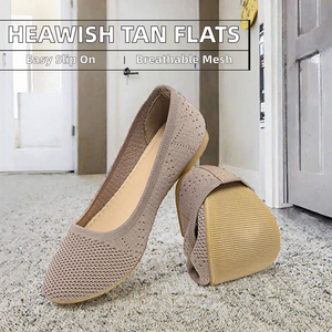 Zapatos Planos de Punto para Mujer, Estilo Bailarina, con Punta Descubierta, Parte Superior de Malla Transpirable, Suela de PVC, Zapatos Casuales para Caminar, Oficina, Primavera, Verano, Otoño - Product Image 2