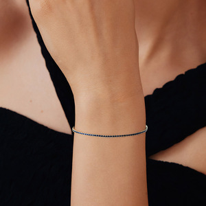 1.5mm <b>Solid</b> Color Zircon Tennis Chain S925 Adjustable Platinum Plated Sterling <b>Silver</b> Women's <b>Bracelet</b> Fine Chain Link - Product Image 1