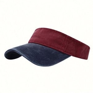 Casquettes de sport d'été vintage en coton délavé, visière bicolore sans calotte, chapeau de soleil - Product Image 5