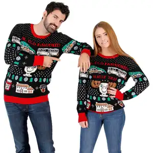 New Design Crewneck Custom Christmas Logo Knit Jacquard Ugly Man Sweater