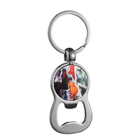 Ouvre-bouteille de bière en acier inoxydable vierge à sublimation personnalisée avec porte-clés pour impression photo bricolage