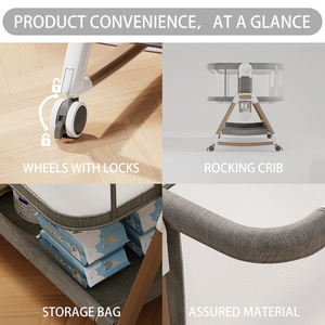 Cuna Portátil Multifuncional Plegable para Bebés Recién Nacidos de 0 a 24 Meses, Diseño Seguro para Empotrar Junto a la Cama, Cuna Moderna con Almacenamiento - Product Image 5