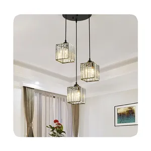 Nuovo semplice ristorante moderno sala da pranzo camera da letto rotonda quadrata lampada pendente di cristallo di lusso con E27 lampadina 2024