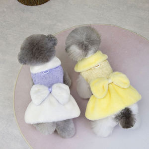 Winter Dog Dress Coat with Bow | Soft Warm Princess <strong>Outfit</strong> for Small Dogs, Fleece Jacket for <strong>Cold</strong> <strong>Weather</strong> - Product Image 2