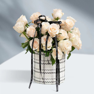 Festival vendita calda fiore arte imballaggio circolare vuoto raso e carta confezione regalo confezione regalo fiore