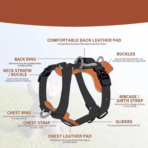 Rompi Harness anjing berbentuk H tarik tanpa tarikan ringan dengan tali empuk kulit dan cincin D - Product Image 4