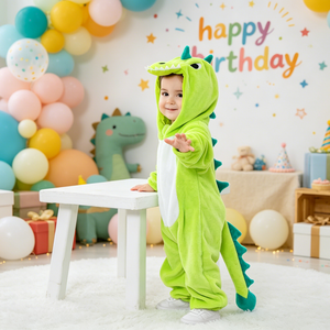 Combinaison en polaire verte pour tout-petit, motif dinosaure, pour Halloween, carnaval, spectacle, jeu de rôle, déguisement animal, pyjama - Product Image 5