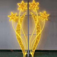 Decoración Navideña Personalizada para Exteriores, Motivo de Poste de Navidad con Marco de Hierro Impermeable con Luces LED 2D, para Calle, Parque, Festival, Paisaje