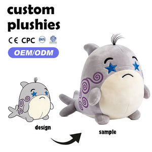 Nieuw product super schattig en zacht blauw haai knuffeldier fabriek rechtstreeks verkoop lage minimale bestelhoeveelheid aanpasbare knuffels - Product Image 2