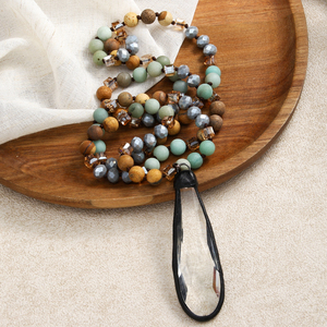 Collar de cuentas de cristal largo de jaspe para mujer, Gema Natural, amazonita, turquesa africana - Product Image 5