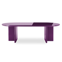 Ensemble de table à manger ovale en bois MDF brillant de style européen moderne et luxueux, 8 chaises pour restaurant, salle à manger