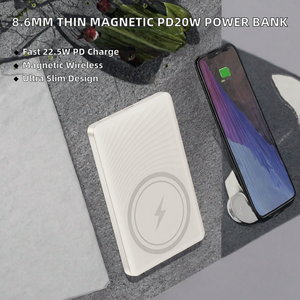 Batterie externe magnétique ultra-fine 8,6 mm 5000 mAh avec charge rapide PD 20W et chargeur sans fil 15W, pack batterie portable Type-C pour l'extérieur - Product Image 2