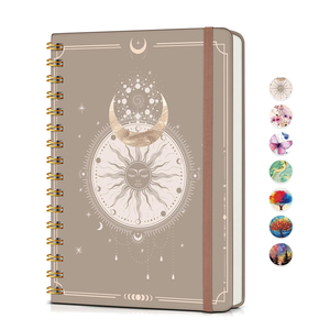 Ensemble de carnets personnalisés en <span class=keywords><strong>cuir</strong></span> PU souple format A5 A4, style bohème soleil et lune, pour le <span class=keywords><strong>bureau</strong></span>, l'école, journal, agenda - Product Image 1