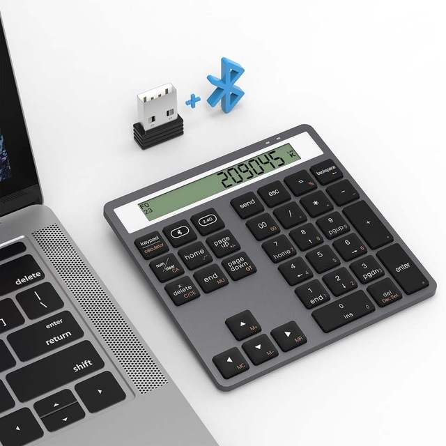 Slim 34-Key Portable Financial Accounting Numpad bluetooth 2.4G Wireless Numeric Keypad with Display Calculator
