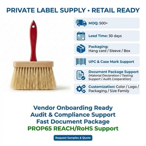 Brosse de maçonnerie en fibres naturelles de Tampico de 6,5 pouces, brosse à enduire, manche en bois <span class=keywords><strong>rouge</strong></span>, qualité professionnelle, marque privée, OEM, vente en gros - Product Image 5