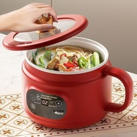 Casserole électrique multifonctionnelle en acier inoxydable de 2 L avec contrôle numérique de la température et couvercle en verre trempé pour usage domestique et en dortoir