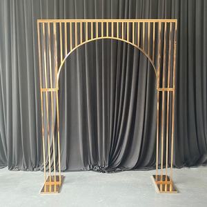 Golden metal <b>frame</b> floral background stand iron material movable party stage decoration background wedding <b>arch</b> supplies - Product Image 4