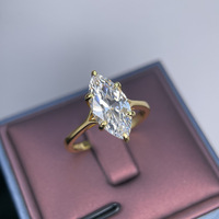 Bague pour femme en argent S925 plaqué or avec moissanite taille marquise 7x14 de 3 carats, sertie à griffes, marque NOVA