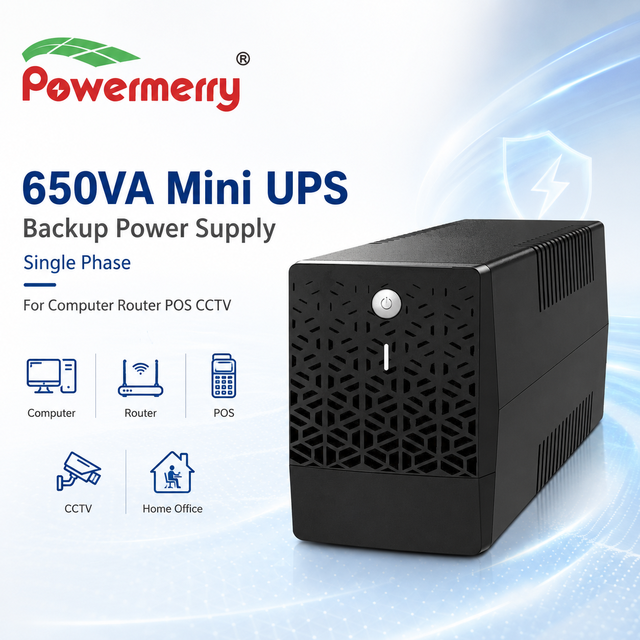 Compact 650VA Mini UPS Single Phase Backup Power Supply With LED Display USB WiFi for Computer Router POS CCTV Home Office Use