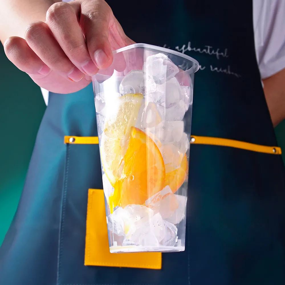 Creative design Love Heart Shaped Disposable Transparent Thick Plastic Milk Bubble Tea Cups