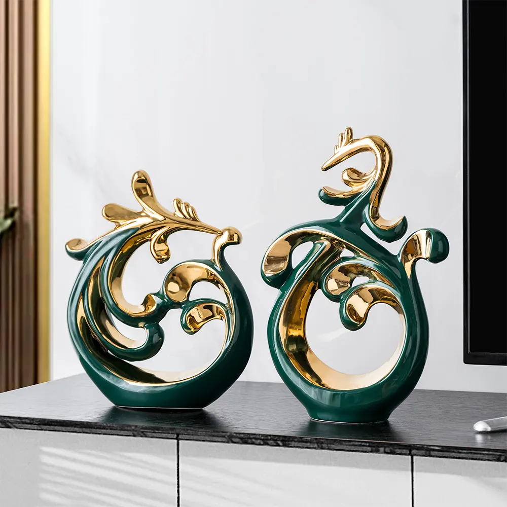 Ornamentos de mesa de arte nórdica para decoração de casa, artesanato em cerâmica moderna, itens decorativos para sala de estar, escritório e casa