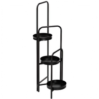 Support à fleurs pliable en métal noir à 3 niveaux, support pliable pour plantes succulentes pour jardin d'intérieur