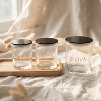 Bocaux à bougies en verre de luxe personnalisés avec couvercles 8oz 10oz 14oz Contenants vides rechargeables Emballage en boîte cadeau Impression de logo