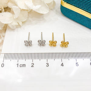 Pendientes de Plata S925 con Cuentas Redondas de 3-5mm, Accesorios de Perlas DIY, Soporte de Flores de Moda-21369 - Product Image 4