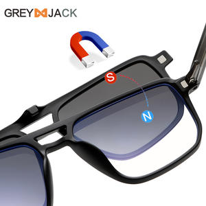 Lunettes de soleil magnétiques Greyjack à clipser, monture TR90, verres TAC, protection UV400, style carré unisexe avec verres interchangeables - Product Image 5