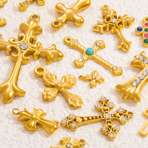 SUMMLY tren grosir Premium merasa halus DIY liontin salib 18K berlapis emas Stainless Steel aksesoris Fashion perhiasan - Product Image 4