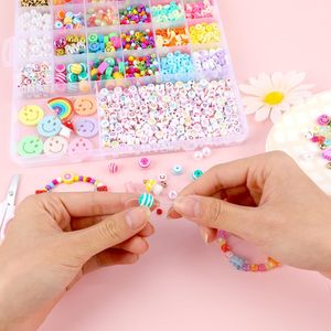 Nouveau design 6mm perles de rocaille en céramique et porcelaine Kits de fabrication de bijoux à bricoler soi-même pour filles Kit de fabrication de bracelets de perles avec lettres - Product Image 4