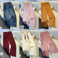 Jean vintage délavé taille haute à jambe large pour femme, en denim doux et respirant, style streetwear décontracté, commande en gros